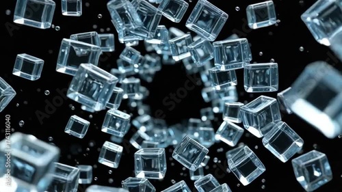 Wallpaper Mural abstract iridescent glass cubes on a black background 3d render in slow motion Torontodigital.ca