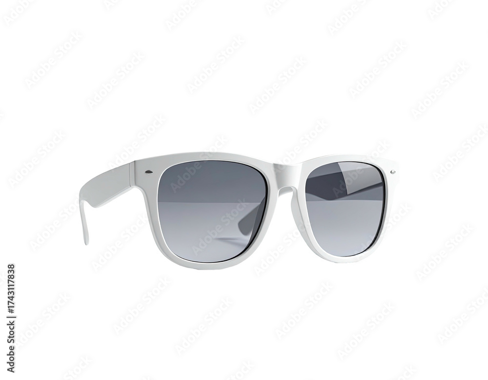 Fototapeta premium White sunglasses with gradient lenses, depicted against a stark black background