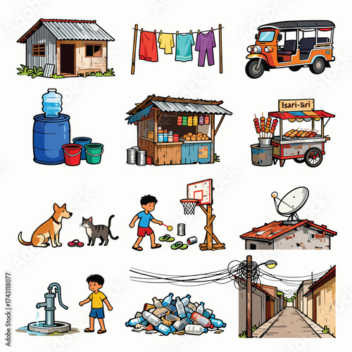 Philippines Slum Symbols Icons:
