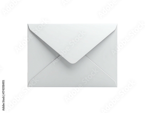 Front view of a white envelope on a black background, slightly shaded