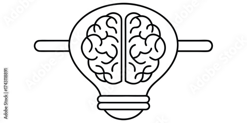 Stylized illustration of a light bulb containing a human brain symbolizing innovation and ideas