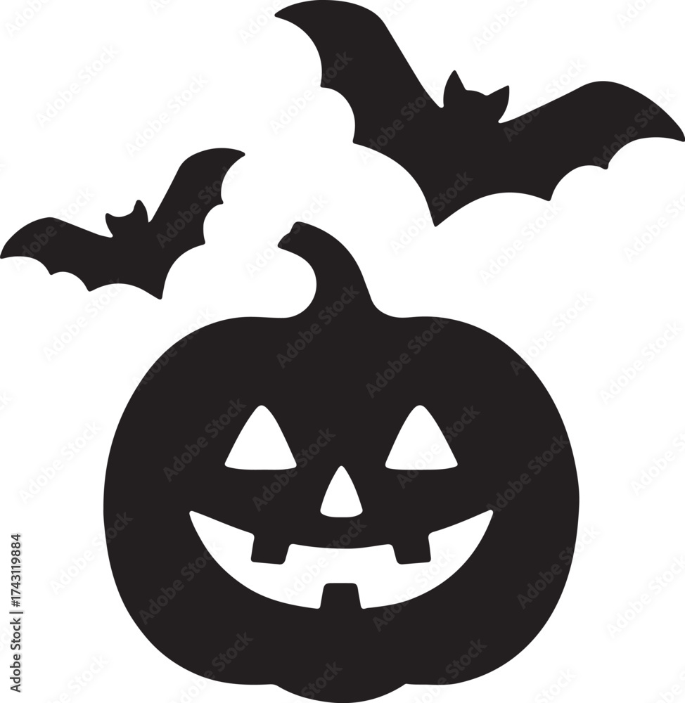 Fototapeta premium halloween pumpkin with bats vector illustration