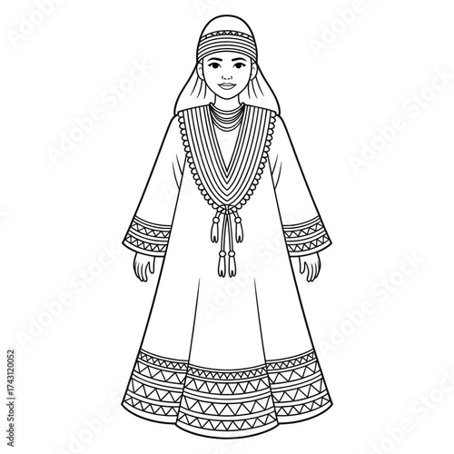 Jubba dress illustration line art coloring page