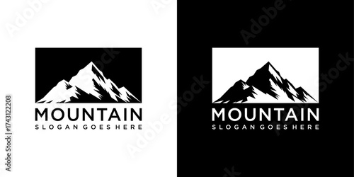 Vintage mountain vector logo design and illustration