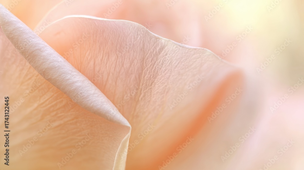 Fototapeta premium Close-Up Symmetrical Rose Petal Texture, Enhanced Elegance with Blurred Pastel-Hued Backdrop.