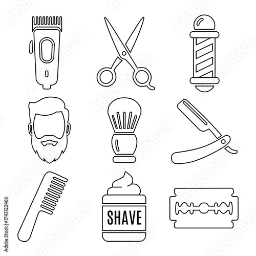 Barber Shop Icons: Scissors, Clipper, Razor, and More