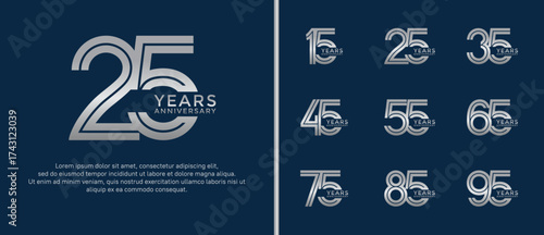 anniversary vector logo set, silver color can be use for celebration