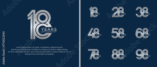 anniversary vector logo set, silver color can be use for celebration