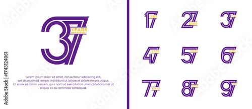 anniversary vector logo set, purple color can be use for celebration