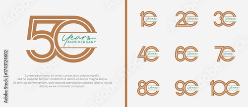 anniversary vector logo set, brown color with handwriting can be use for celebration