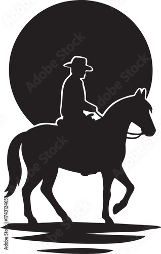 Cowboy on Horse Silhouette – Western Freedom Vector
