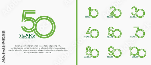 anniversary vector logo set, green color can be use for celebration