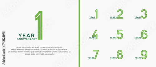 anniversary vector logo set, green color can be use for celebration