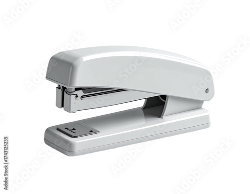 A white stapler rests against a black background, showcasing its office tool design