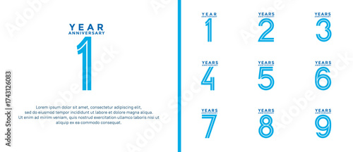 anniversary vector logo set, blue color can be use for celebration