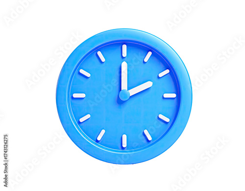 A stylized, light-blue clock icon, hands at 2 o'clock, isolated on black