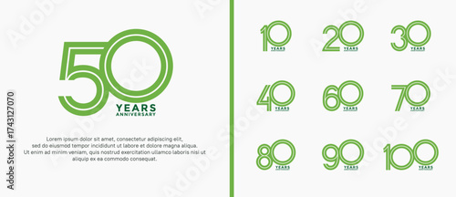 anniversary vector logo set, green color can be use for celebration