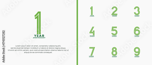anniversary vector logo set, green color can be use for celebration