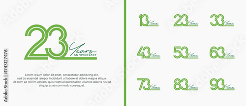 anniversary vector logo set, green color and black handwriting can be use for celebration
