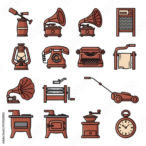 Vintage Household Items Collection - Retro Appliances and Tools.