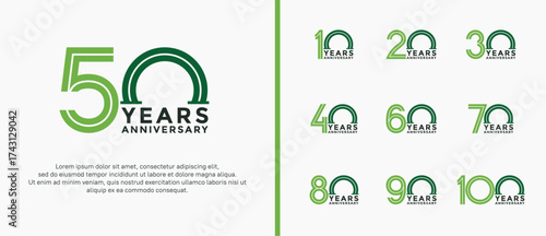 anniversary vector logo set, green and black color can be use for celebration