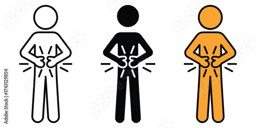 Stomachache icon vector. stomach pain and discomfort symbol. vector illustration.