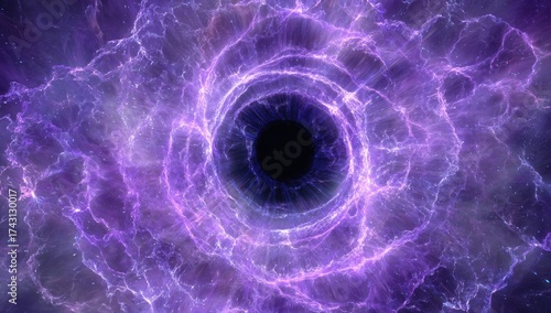 Wallpaper Mural A celestial wormhole of swirling purple energy, leading to an infinite black center Torontodigital.ca