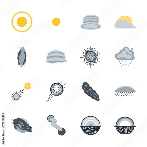 Weather Icons - A Collection of Atmospheric Conditions and Elements.