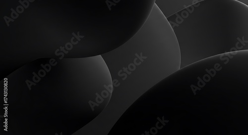 Wallpaper Mural Minimal Black Abstract 3D Background with Curved Geometric Shapes and Smooth Shadows Torontodigital.ca