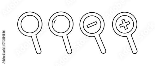 search button icon, magnifying glass icon on white background, Magnifier loupe vector illustration.