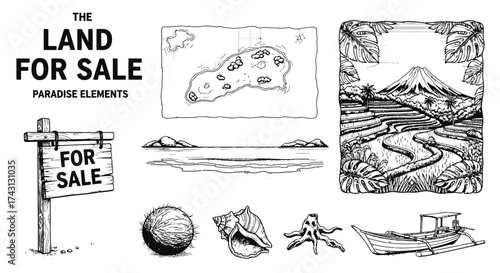 Tropical Paradise Elements For Sale Collection