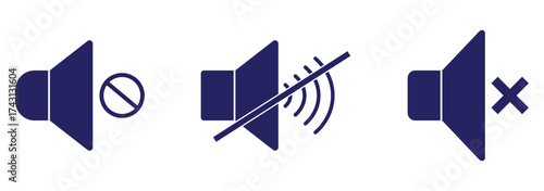 Set of no sound, No speaker icon. Sound Icons. speaker mute icon sign. Volume Off symbol. Silent mode icons. Speaker and mute icon set. eps 10