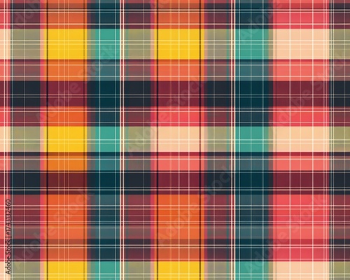 Lively Scottish plaid seamless pattern, checkers board pattern, seamless design, colorful chessboard, geometric background