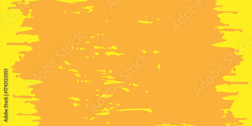 Yellow brush stroke isolated on yellow background. Brush stroke for yellow ink paint, grunge backdrop, dirt banner, watercolor design and dirty texture. Creative art concept, vector illustration
