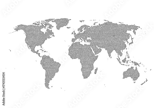 World Map Depicting Continents and Landmasses.