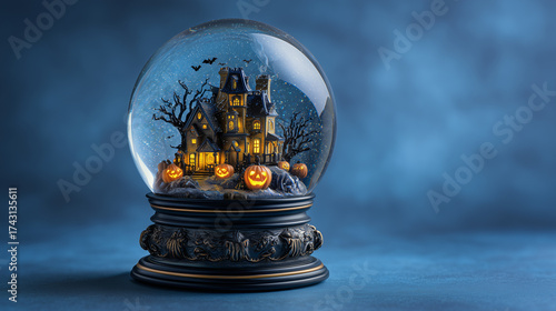 Gothic snow globe Halloween haunted house ornament
