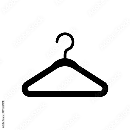 Simple black clothes hanger on transparent background