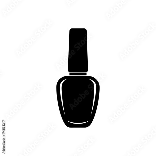 Black nail polish bottle icon on transparent background