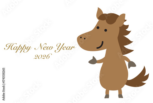 かわいい馬のキャラクターの年賀状
