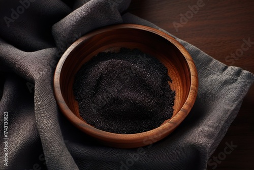 Black Sesame Paste and Brown Powder on Jute Cloth 