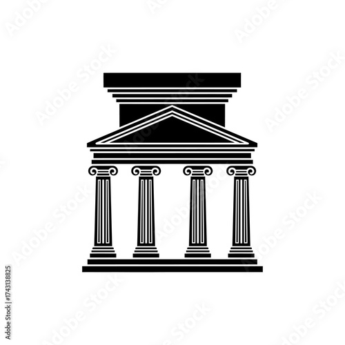 Ancient greek temple stands majestically on a hill, showcasing its iconic columns and triangular pediment against a clear sky, evoking a sense of timeless grandeur.