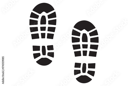 Human Footprint and Shoe Print Icon Set – Barefoot and Boot Sole Silhouette Collection, Walking
 Steps and Trail Vector Design for Apps and Websites