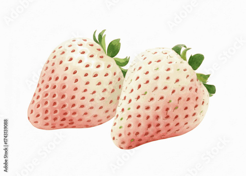 Emergent Leaves Strawberry white isolated watercolor vector illustration svg

