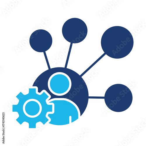 Skills Icon In Blue Monochrome Flat Design, Vector Illustration