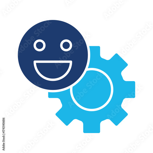 Sense Of Humor Icon In Blue Monochrome Flat Design, Vector Illustration