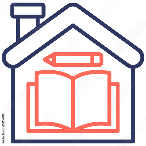 Home Education line color icon