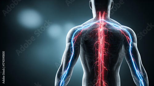 Wallpaper Mural The human circulatory system glows within a transparent digital model of a torso.
 Torontodigital.ca