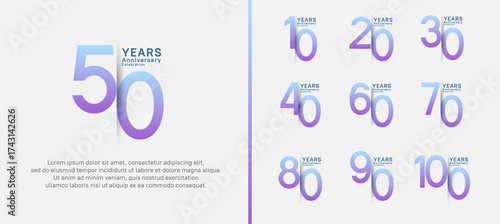 set of anniversary logo style. vector design purple color for celebration