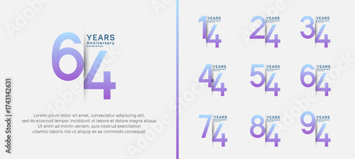 set of anniversary logo style. vector design purple color for celebration