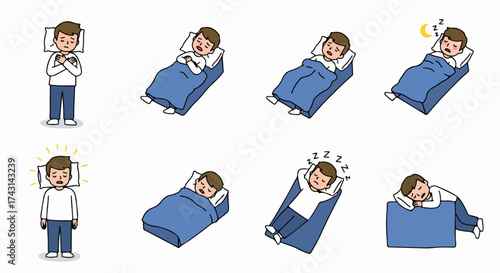 Man sleeping in various positions